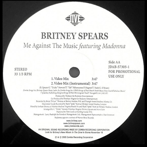 BRITNEY SPEARS & MADONNA ME AGAINST THE MUSIC Mixes 12" PROMO RECORD USA 2003 - Picture 4 of 6